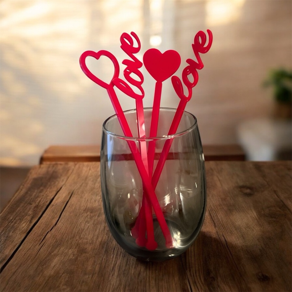 Red Love Heart Party Stirrers